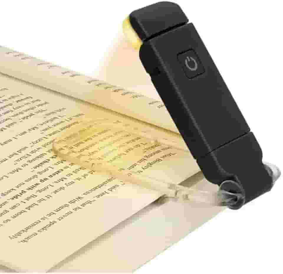 Luz de Leitura Clip Recarregável USB – Mini Luminária para Livro Portátil com 3 Modos de Cor + 3 Níveis de Brilho Ajustável – Lâmpada de Leitura LED Clip Ideal para Ler e Estudar à Noite (Preto)