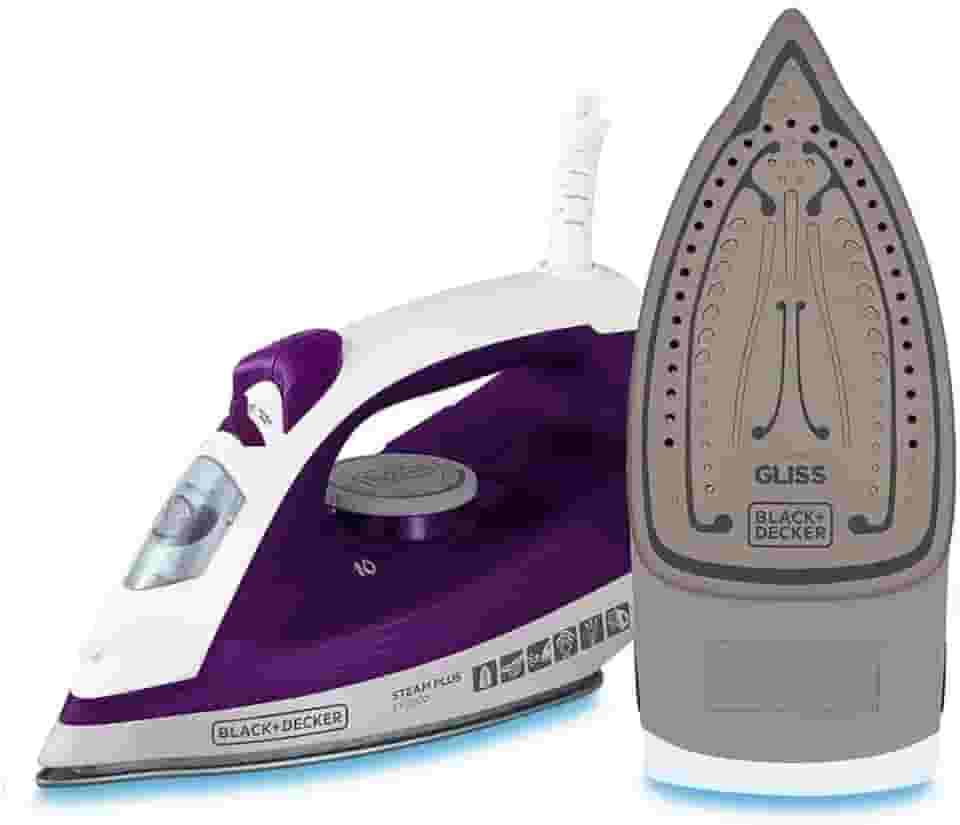 BLACK+DECKER Ferro de Passar Roupa, com Vaporizador, Base Antiaderente, Modelo FX2500, 110V