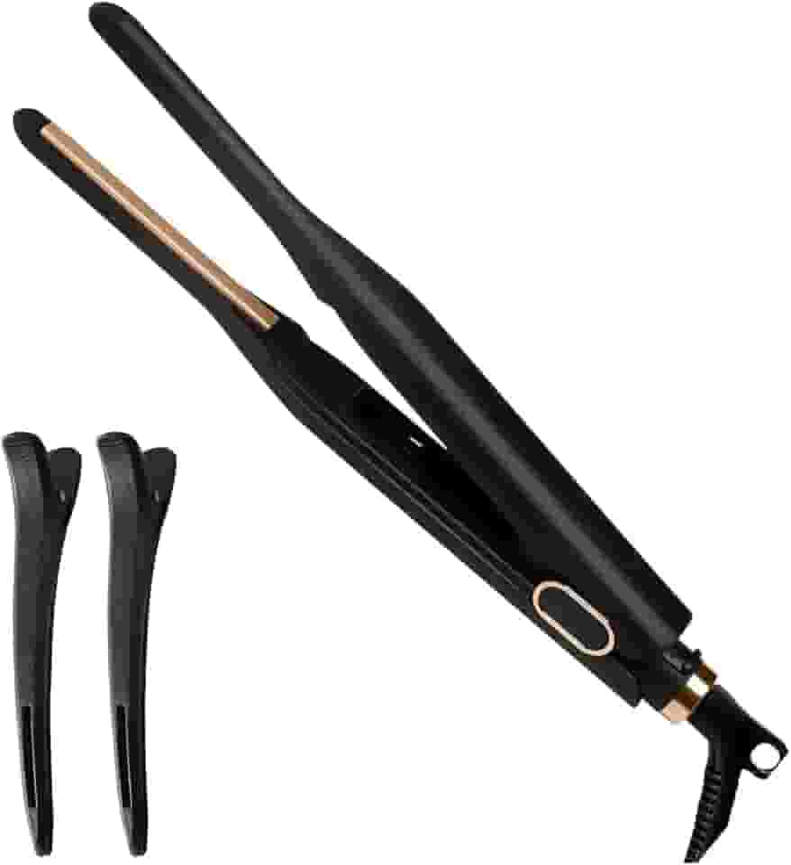 Prancha Alisadora e Cacheadora 2 em 1 Fina Estilo Lápis - 110V-240V, Placas Cerâmicas 3D PTC Flutuantes, Aquece em 10s, Temperatura Constante, Protetor Térmico para Cabelo