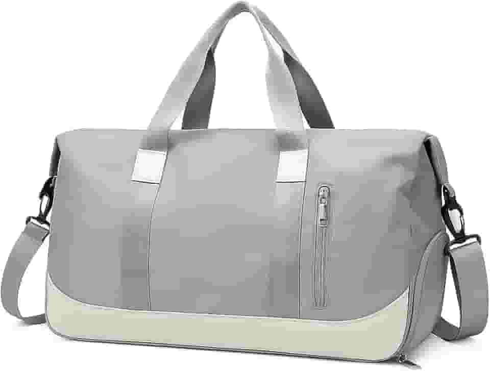 Bolsa De Mão Mala Viagem Academia Feminina Masculina Super Grande, Compartimentos Com Zíper, Espaço Para Tênis Ou Roupas Sujas Alça Removível Modelo Transversal Bordo Poliéster (Cinza Elegante)