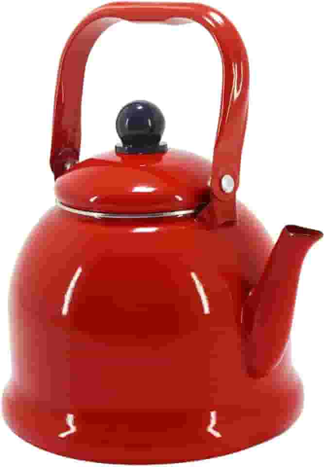 Mimo Style Chaleira Retrô na Cor Vermelha 1700ml, em Ferro Esmaltado. Sirva Chás, Chocolate Quente, Leite, Café e Outras Bebidas Com Todo Charme. Resistente e Durável, Produto é Ideal Para o Dia a Dia