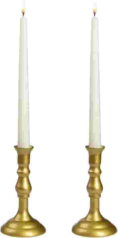 Royal Imports Castiçal cônico dourado, castiçal de metal moderno cônico, decoração de mesa central para casa ou casamento, conjunto de 2 peças, 15 cm