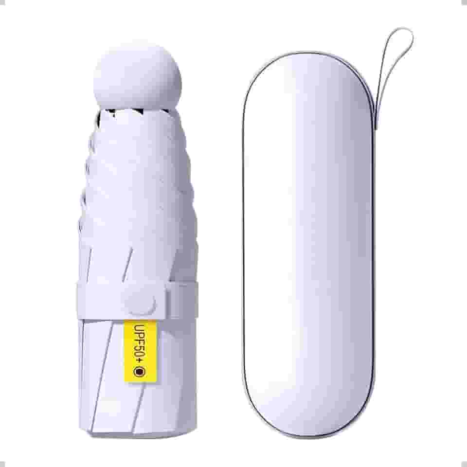 Mini Guarda-Chuva Dobrável Ultra Compacto, Portátil, Proteção UV, À Prova D'Água, Antivento, Ideal para Viagem, Bolsa e Mochila