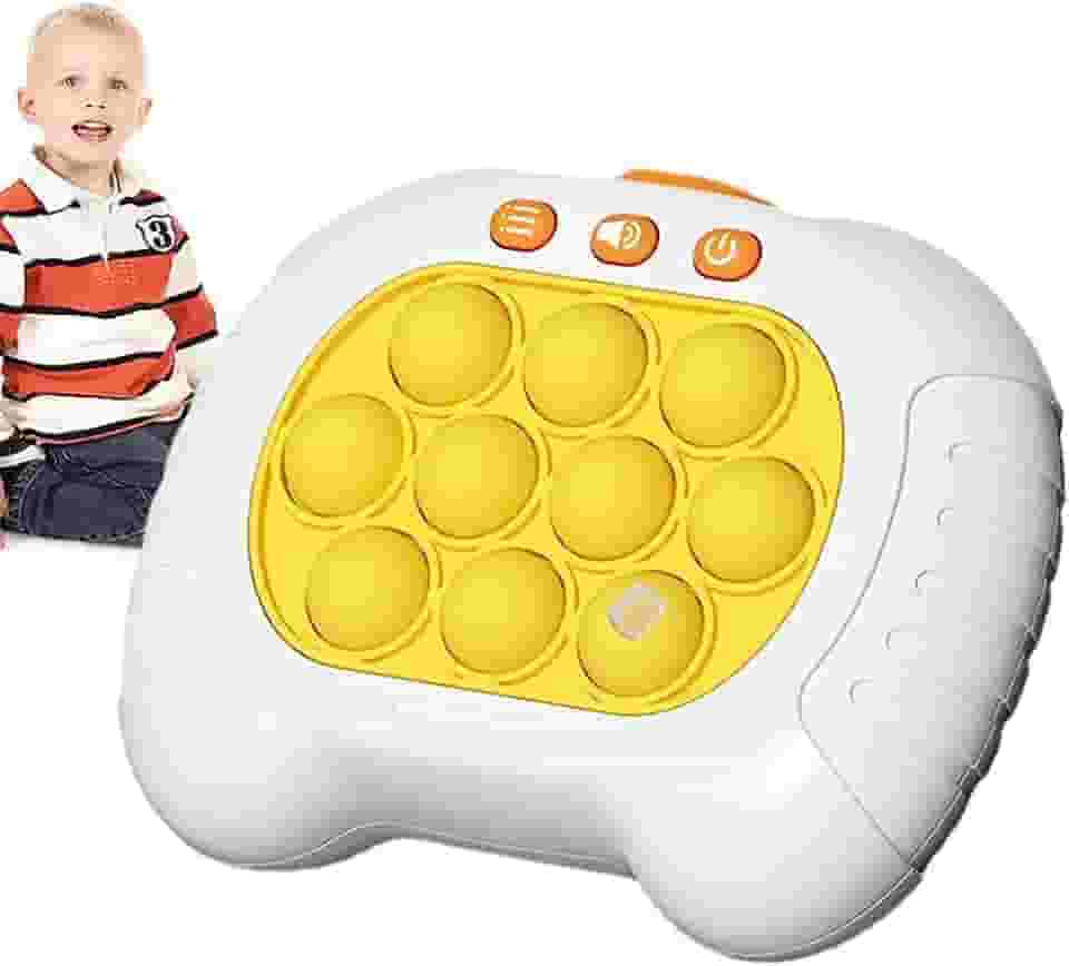 Jogo Eletrônico Pop It, Máquina de Pressionar Rápido, 12,7 x 6 x 10 cm, Branco e Amarelo, Brinquedo Educativo para Coordenação