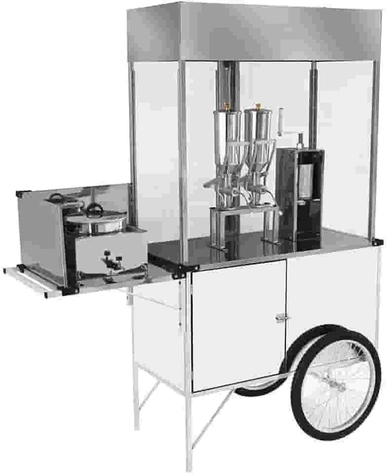 Carrinho de Churros Cefaz Branco 2 Doceiras e Rodas de Bicicleta Bl23p