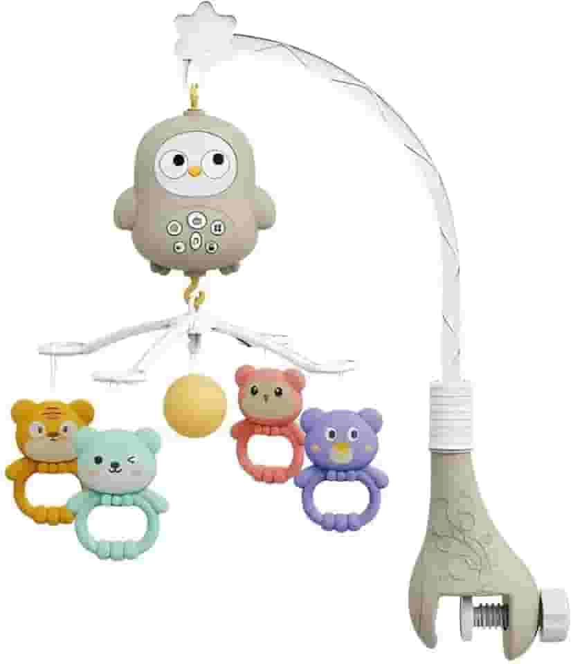 Mobile para Berço Carrinho Bebê Musical Giratório Multifuncional Controle Remoto Brinquedo Infantil (Cinza)