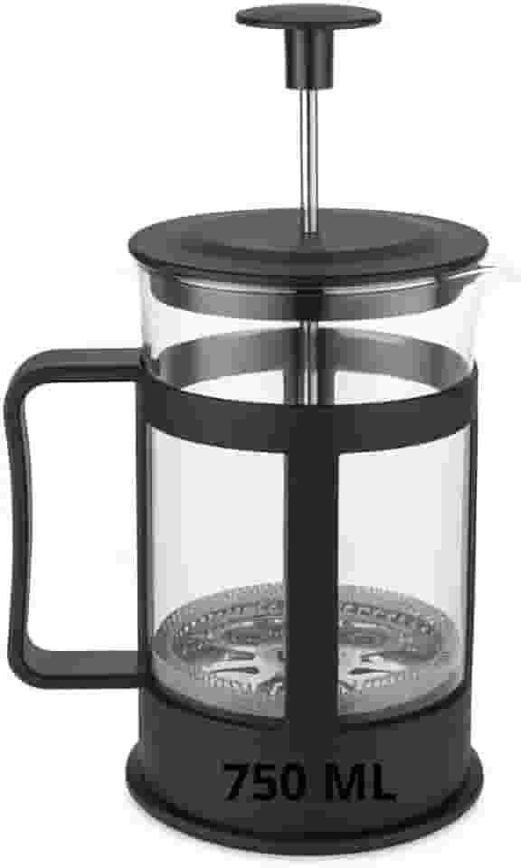 Cafeteira Prensa Francesa 750ml Vidro Borossilicato Manual Inox Café Encorpado Chá Espuma de Leite Pressca Cremeira Portátil Elegante Resistente Alta Temperatura Limpeza Fácil Sustentável