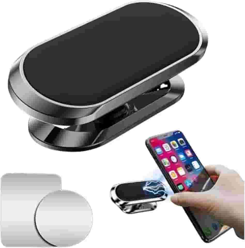 Suporte Magnético para Celular com Rotação 360° e Fixação por Ímã – Compacto, Universal, para Carro, Mesa ou Parede