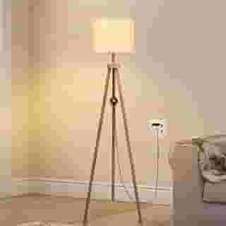 1.5M, Ajustável em Três Cores, 85-250V, 9W, E27, Uminária Abajur de Chão Tripé Tradicional com Cúpula de Tecido Linho, Candeeiros de chão de Tripé para Sala de Estar, Quarto E Escritório