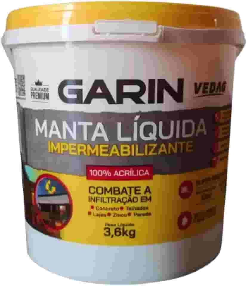 Manta Líquida Cinza Impermeabilizante p/Lajes, Paredes e Telhados Garin Vedac 3,6 Kg