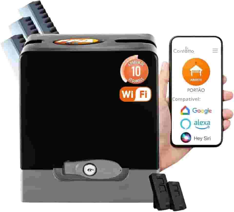 Kit Motor Portão Eletronico Deslizante Ppa 600kg 1/3hp 3m 2 tx com Wifi integrados com alexa google e siri (220, Volts)