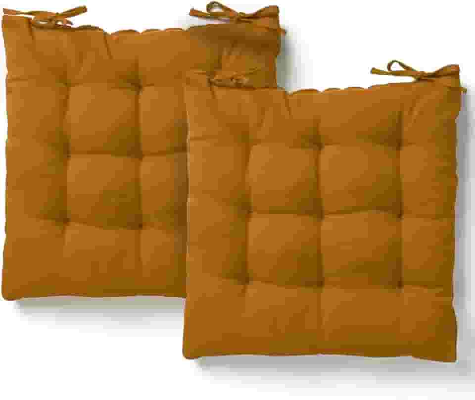 Kit 2 Almofadas Assento Cadeira Futton Futon 40x40cm Cores Diversas 100% Poliéster (Mostarda)