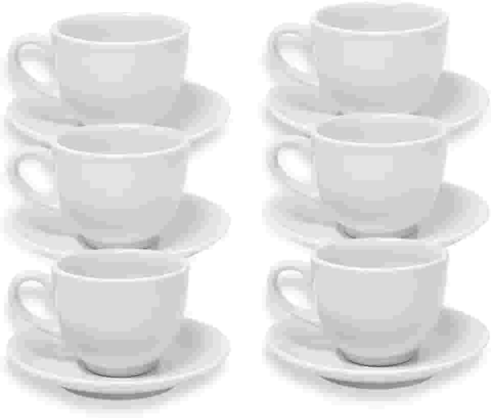 6 Xícara Cafe Oxford Porcelana Empilhável Casa Hotel 90ml