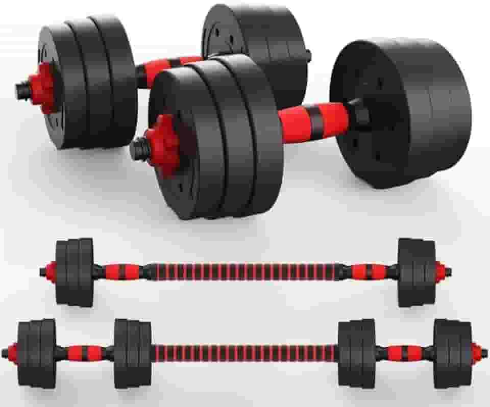 Kit 30kg Halteres de Anilhas E Barras Ajustáveis Fitness