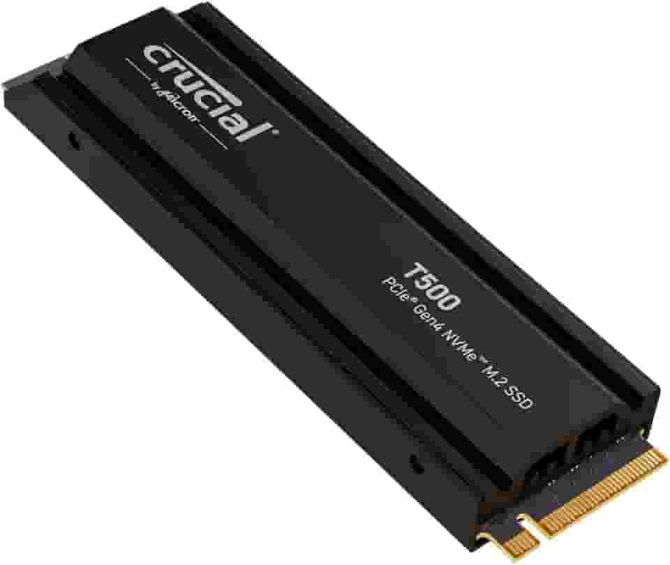 Crucial SSD interno para jogos T500 1TB Gen4 NVMe M.2 com dissipador de calor, até 7300 MB/s, compatível com Playstation 5 + 1 mês Adobe CC todos os aplicativos - CT1000T500SSD5