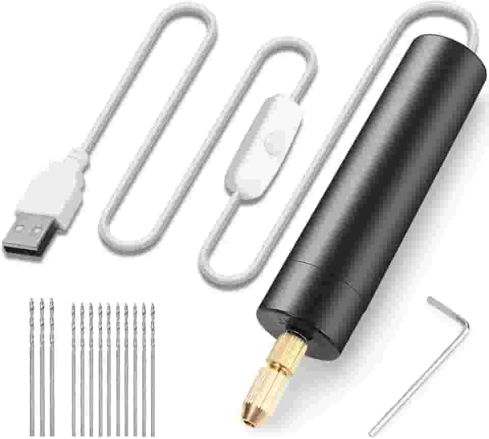 Mini Furadeira para Artesanato, Mini Furadeira, USB Ferramenta Portátil, com Brocas e Acessórios Gravação e Polimento