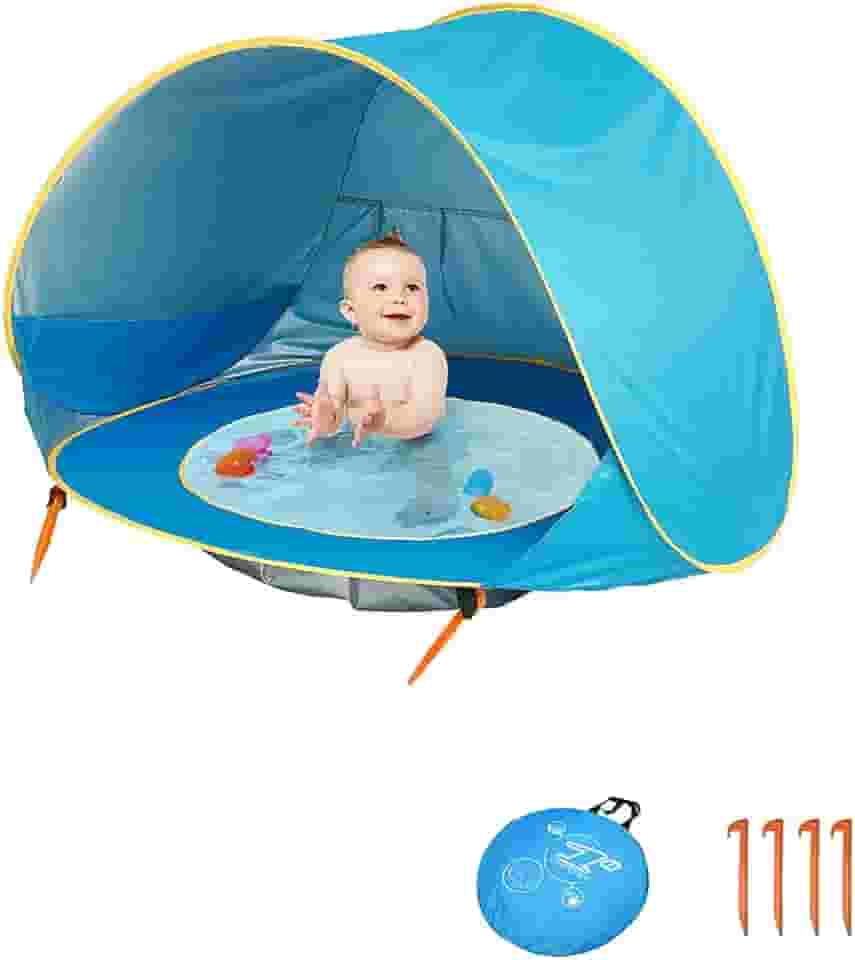 Bycc Bynn Barraca de praia para bebês, cobertura de praia portátil pop-up, abrigo solar com proteção UV com piscina para bebês