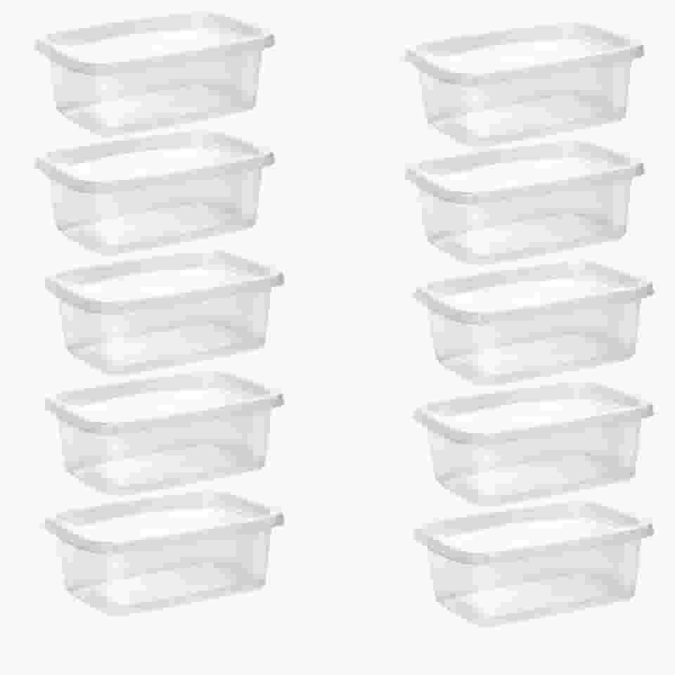 Kit 10 Potes BPA Free 800ml Para Freezer e Microondas COR: Transparente