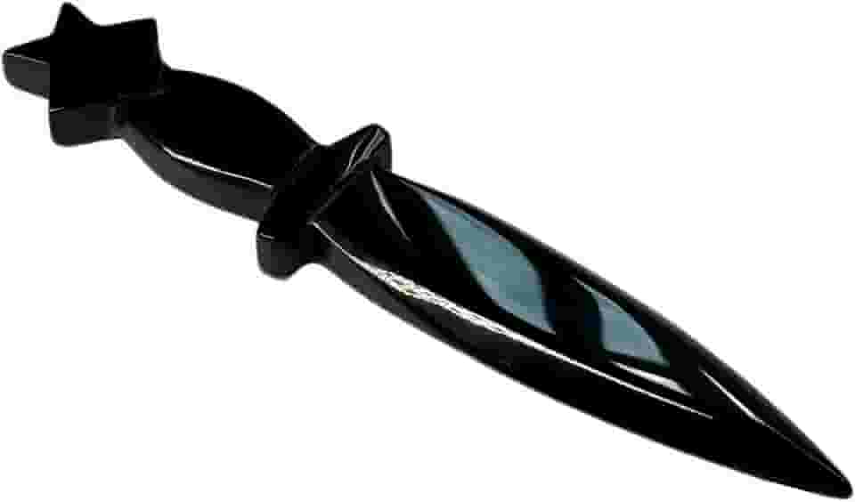 vuagmiv Pentagrama preto obsidiana Athame, adaga de altar para suprimentos e ferramentas Wicca 15 cm