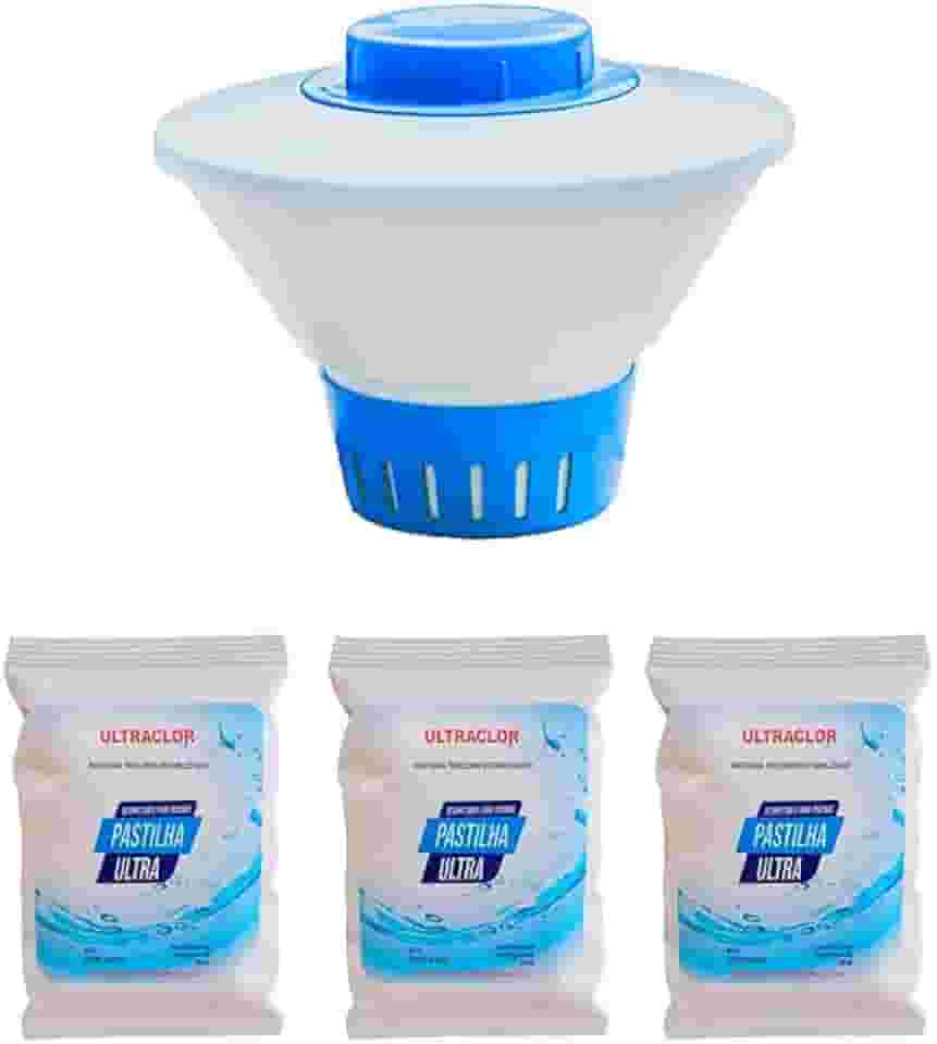 Clorador Com 3 pastilhas Margarida Flutuante Para Piscina Vinil e Intex| Suporte Para Pastilha De Cloro Com 3 Pastilhas Para Piscina | Bóia De Cloro Para Piscina
