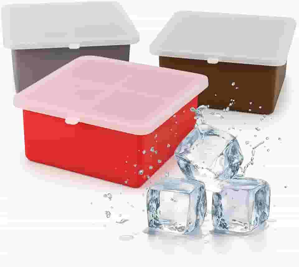 3 formas de gelo silicone com tampa para papinha de neném para Whiskey cubo grande