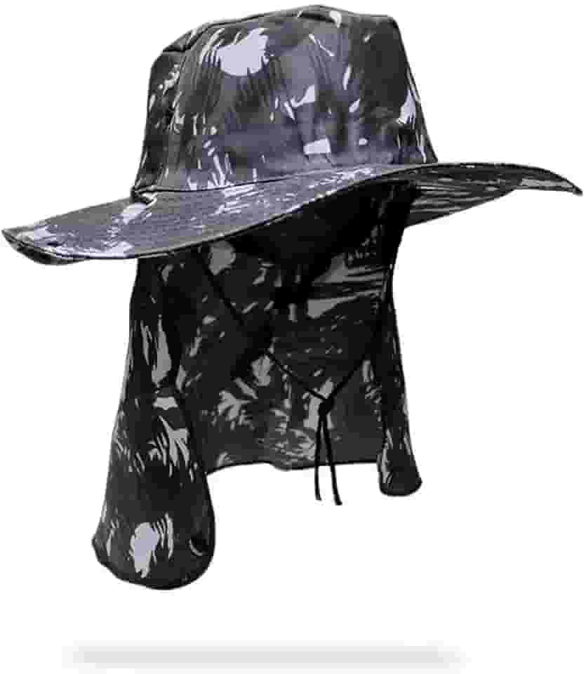Chapéu Pescador com Protetor de Nuca, Camuflado Verde, Proteção Solar