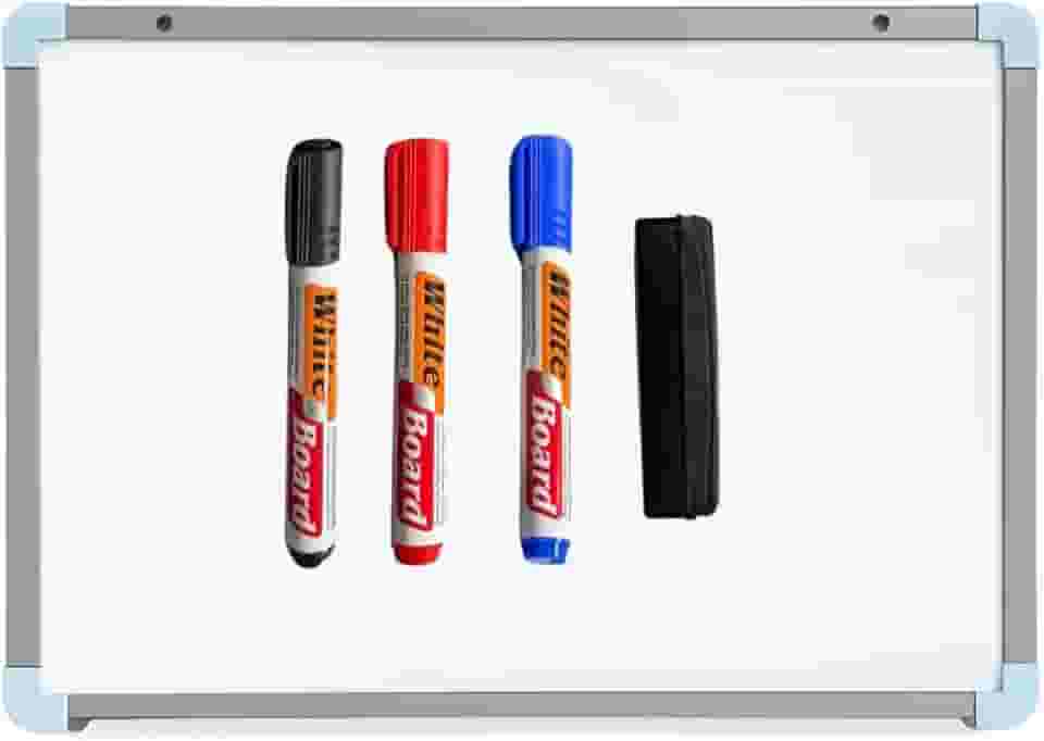 Lousa Quadro Branco com Kit Completo – Apagador e 3 Canetas (70x50)