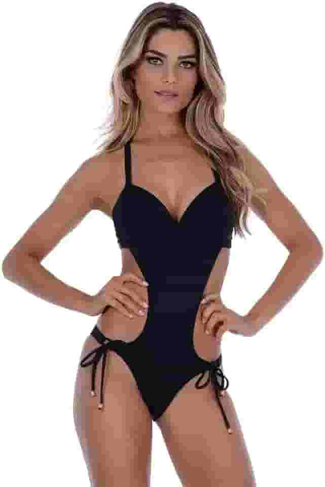 Maiô Engana Mamãe com Bojo e Amarração Preto Summer Soul