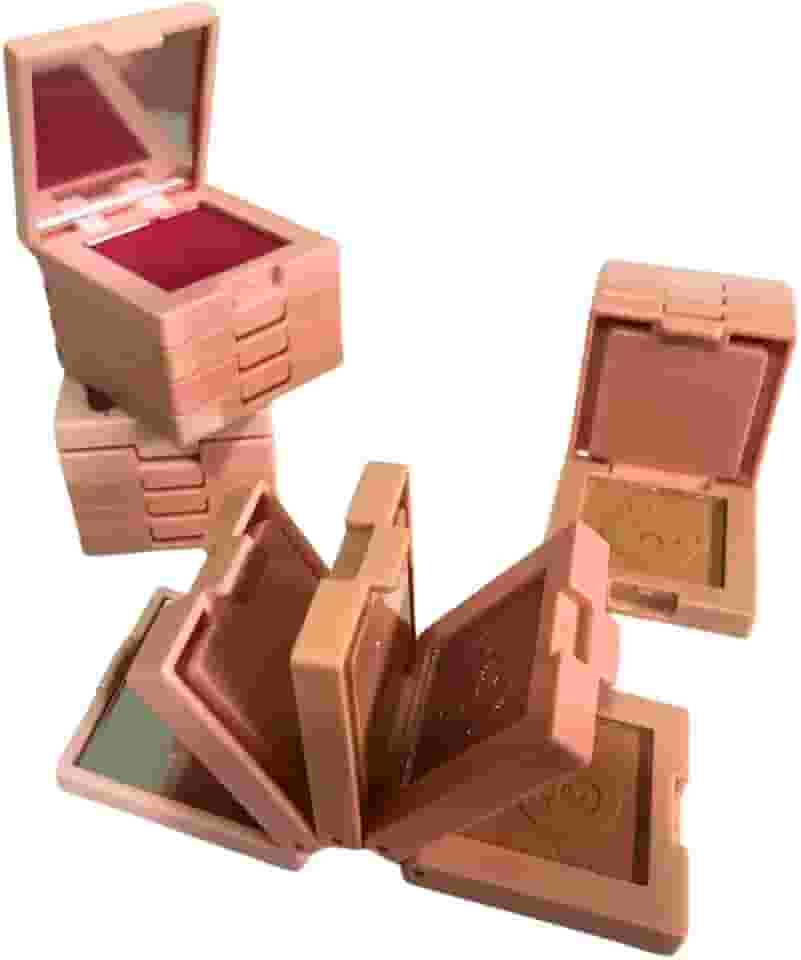 Mini Quarteto 4 em 1 Blush, Contorno, Iluminador e pó Lua a Neve Paleta de Viagem com Espelho (Cor 03, 1 Unidade)