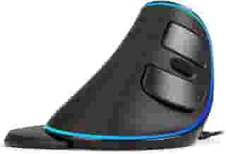 DeLUX Mouse ergonômico com fio com 7200DPI, mouse vertical grande com 6 botões programáveis, luz LED azul, software de bordo e descanso de mão removível para computador PC laptop (M618PU-Preto)