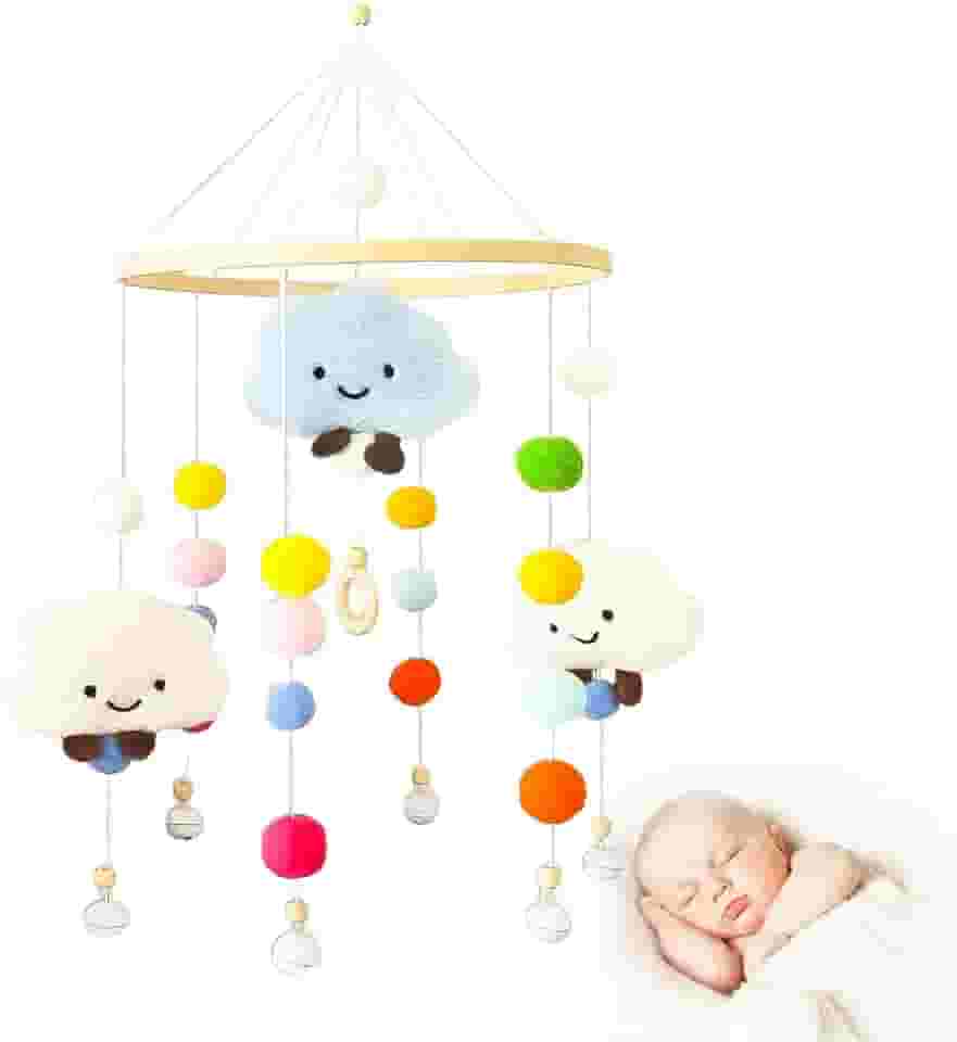 Mobile Para Berço Infantil Estokids Nuvens Srrodentes De Pelúcia Interativo Gira