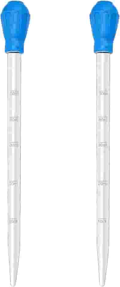 Hufopik 2 peças de pipeta longa para aquário de peixes, alimentador de alimentos de coral, seringa, recife, coral, alimentador, tubo, para recifes, plantas aquáticas, lagarto, cobra