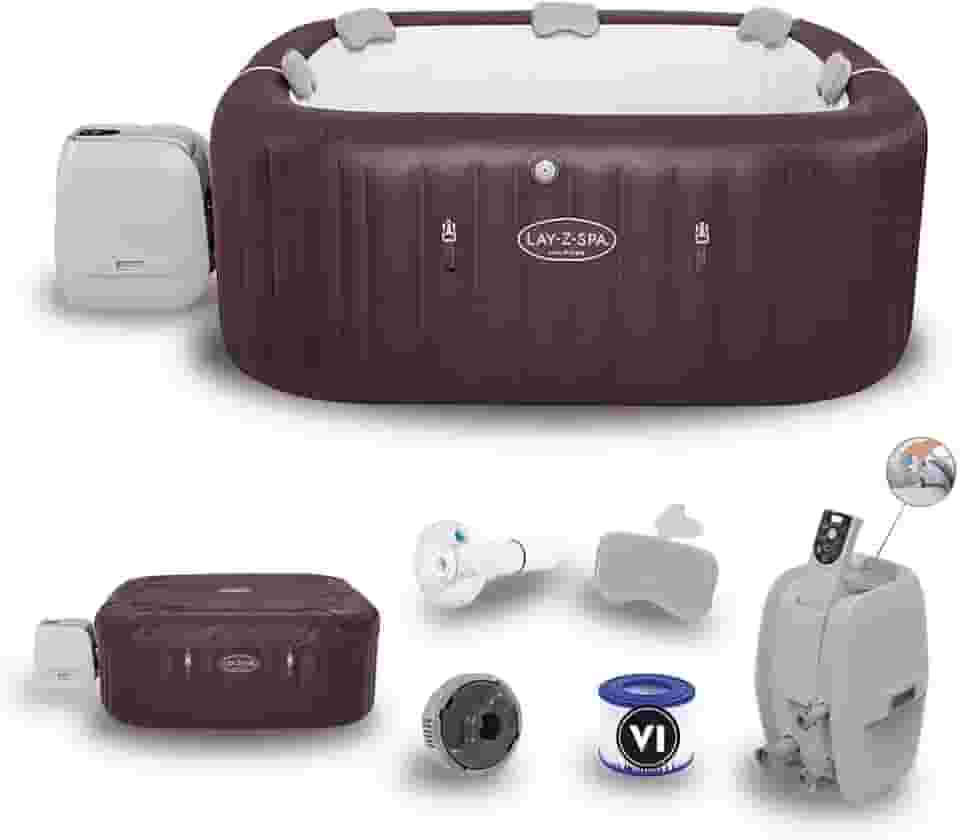 Banheira Ofurô Spa Inflável Maldives 1.050L Hydrojet 220V + LED 7 Cores + Aplicativo WiFi + Capa Bestway