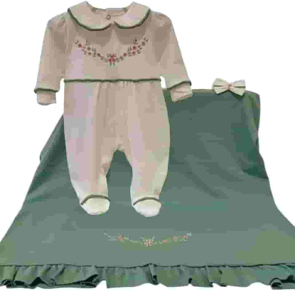 Saída de Maternidade Para Bebê Menina Flowers Verde 03 Peças