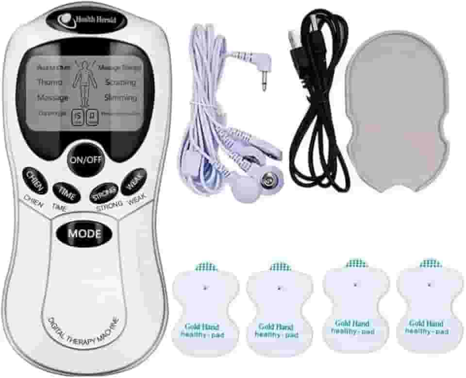 Aparelho Massagem por Choque Elétrico com 4 Eletrodos Corporal Terapêutica Recarregável Portátil Alívio de Dor MaxCompre