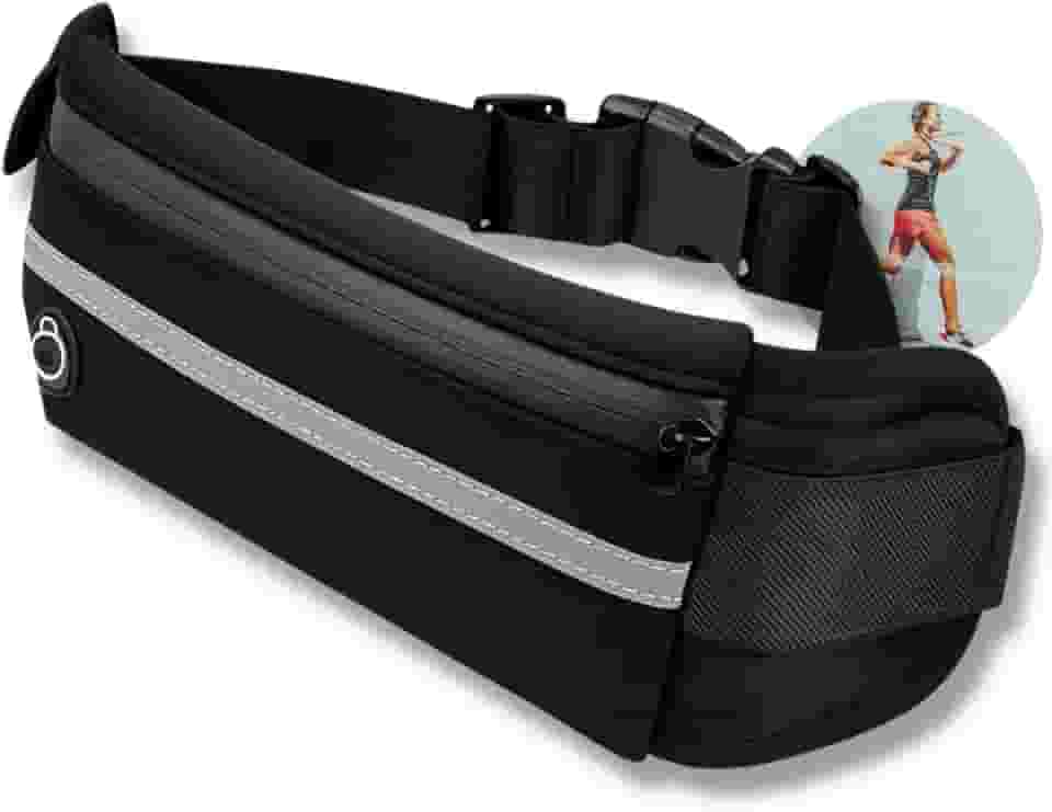 Pochete Slim Fitness Esportiva, Porta Celular Impermeável, para Corrida, Academia, Bike, Trilha e Acampamento – Masculina e Feminina (Preto)