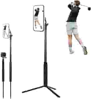 Monopé de golfe e tripé de selfie, suporte de tripé magnético para gravação de balanço de golfe, bastão de selfie de golfe ajustável de 132 cm para auxiliar de treinamento de swing, compatível com