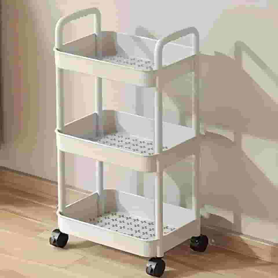 Carrinho Organizador Multiuso Com 3 Prateleiras E Ganchos (Branco)