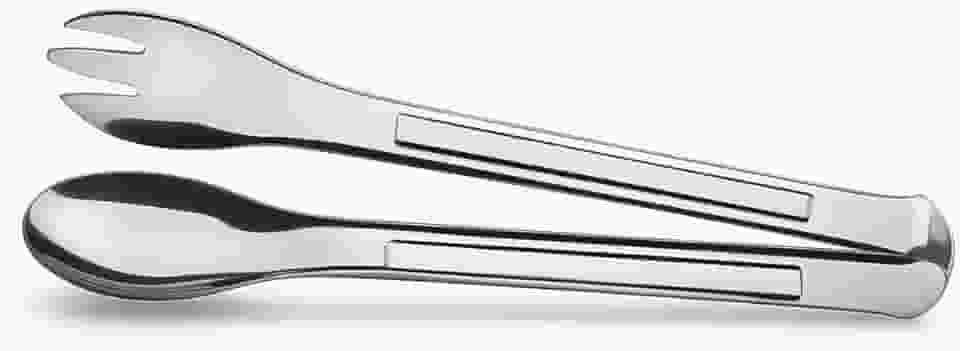 Pegador de Salada Premium Inox 20cm Garfo e Colher Integrados com Design Moderno e Elegante Cor Prata
