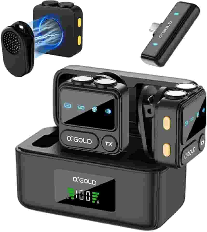 Microfone Lapela Sem Fio Tipo C Kit Duplo Com Imã Compatível com Iphone 15/16 e Android IA Antí-ruído Tiktok Podcasts Gravações Reuniões Online