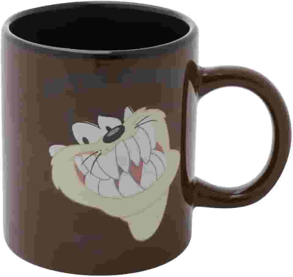 Mini Caneca Porcelana Wb Looney Taz After Coffee Marrom 6,7X6,7X7,3 Cm - 140 Ml
