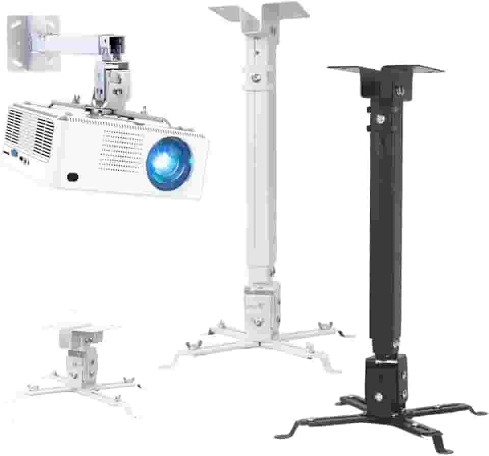 Suporte Teto/Parede Projetor Multimidia Com Extensor Regulagem de 43 á 63cm Com Ajuste de Ângulo (Branco)