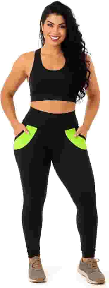 Calça Legging Feminina Grossa Com Bolso Treino Yoga Fitness