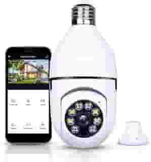 Câmera de Segurança Lâmpada Wi-Fi 360° | Visão Noturna Infravermelha | Áudio Bidirecional | Sensor de Movimento Inteligente | Instalação Fácil em Soquete E27 – Linha Premium