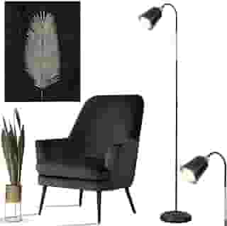 Luminária Abajur De Chão Pedestal Articulada Flexível 1,60m Escritório Estilo Clássica Iluminação Direcionável, Design Sofisticado e Máximo Conforto Visual (Preta)