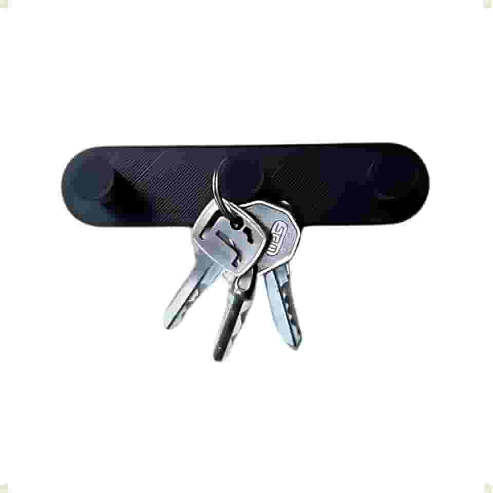 Porta Chaves Minimalista 3 ou 5 Chaves Plástico Chaveiro Casa Apartamento Parede Ambiente Prático (3 Chaves, Preto)
