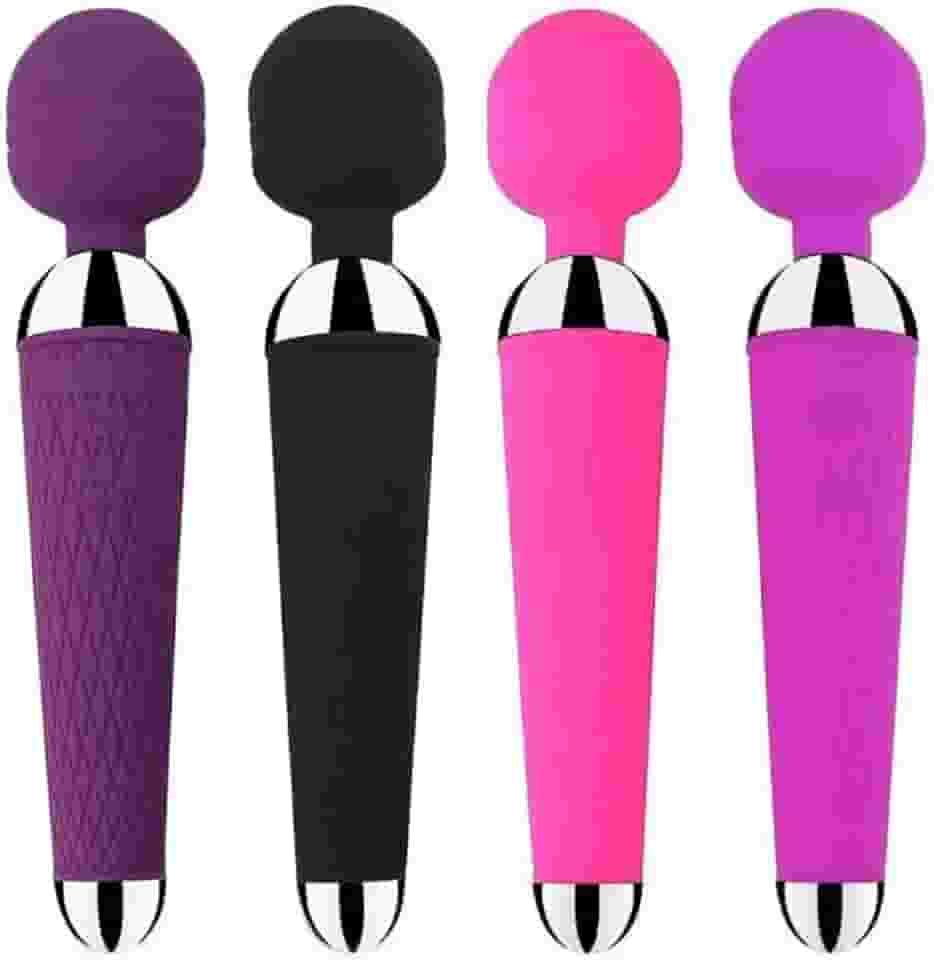 Vibrador Varinha Magica Rosa Recarregável 16 Modos de Vibração - 20 cm e Comprimento Cabeça Flexível