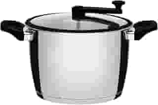 Pipoqueira Tramontina Allegra em Aço Inox com Fundo Triplo e Tampa de Vidro com Borda de Silicone 22 cm 5,6 L