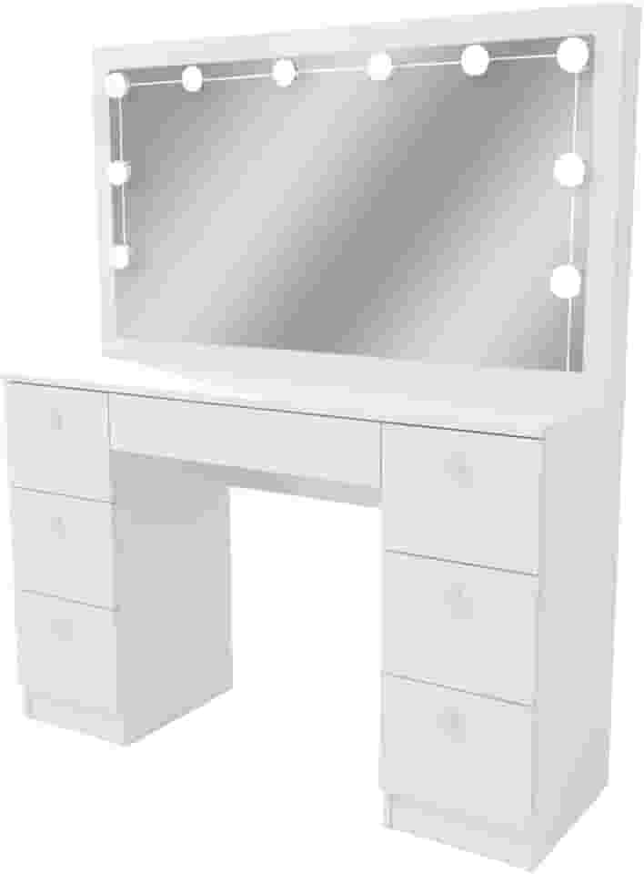 Penteadeira Ditália 7 Gav. Pe-80 Branco c/Kit Luz Camarim