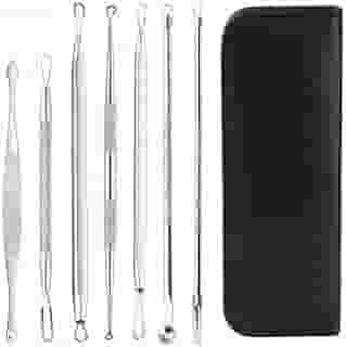 Kit Removedor de Cravos e Espinhas com 7 Peças Profissional em Aço Inoxidável Design Ergonômico Antideslizante Limpeza de Pele Segura Fácil de Higienizar Durável Linha Premium